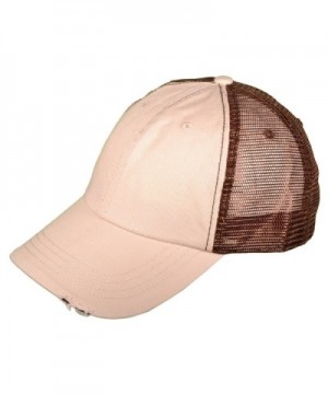 Buck Caps Unisex Unstructured Special Washed Distressed Mesh Trucker Cap - Putty/Brown-6887 - CD12FL8D8AP