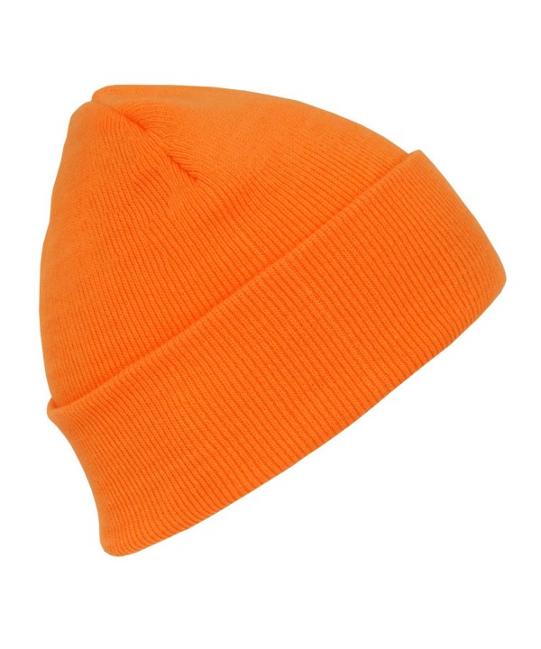 Hot Neon Long Cuffed Winter Beanie - Neon Orange - CX11BC4WR4R