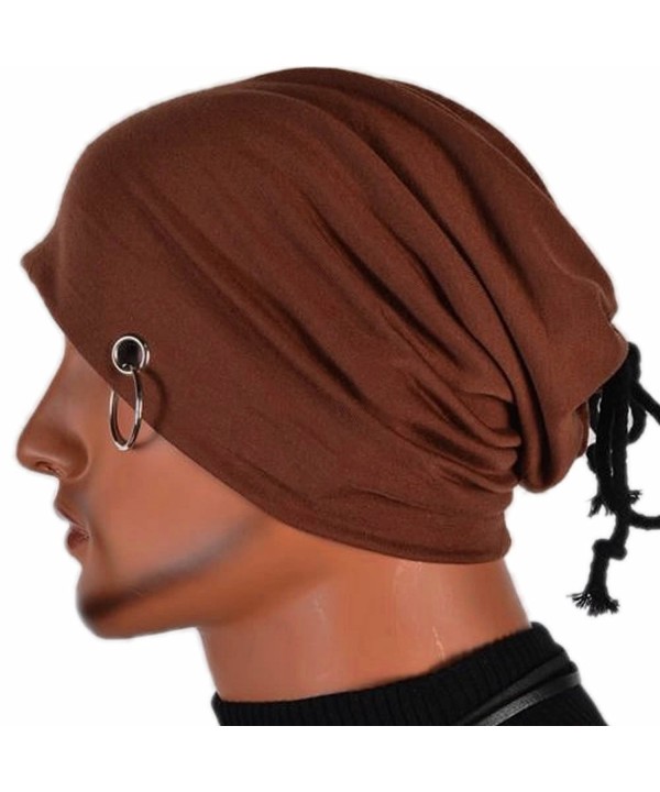 Chunshop Multifunction Men Ring Lacing Beanie Unisex Baggy Light Hip-Hop Skull Cap Unisex - Brown - CU122XTEW5L