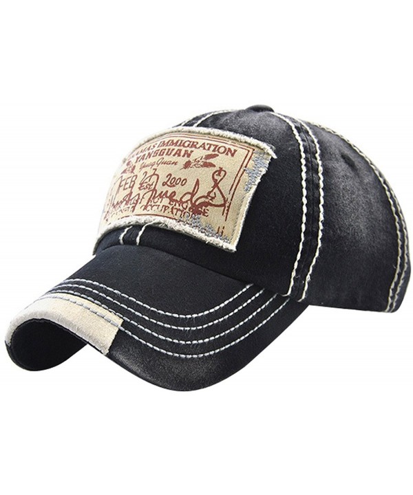 MINAKOLIFE Mens Vintage Distressed Denim Cotton Baseball Cap Trucker Hat - Black - CK11TNQW42B