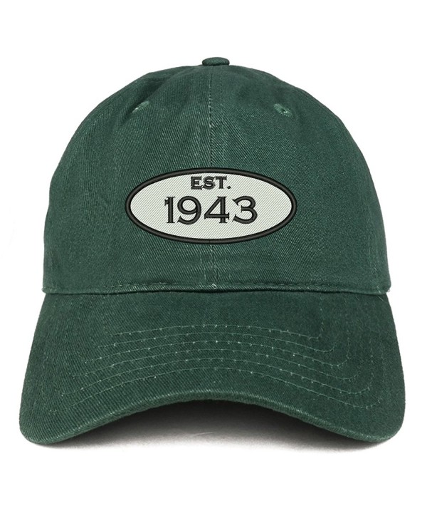 Trendy Apparel Shop Established 1943 Embroidered 75th Birthday Gift Soft Crown Cotton Cap - Hunter - C6180L0499U