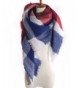 Women's Winter Stylish Warm Blanket Scarf Plaid Wrap Shawl - Blue Red - CS187IALGA3