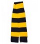 Long Acrylic Knitted Scarf for Men/Women Winter Stripe Neck Warmer Scarf - Navy/Gold - CR11HV66WFP