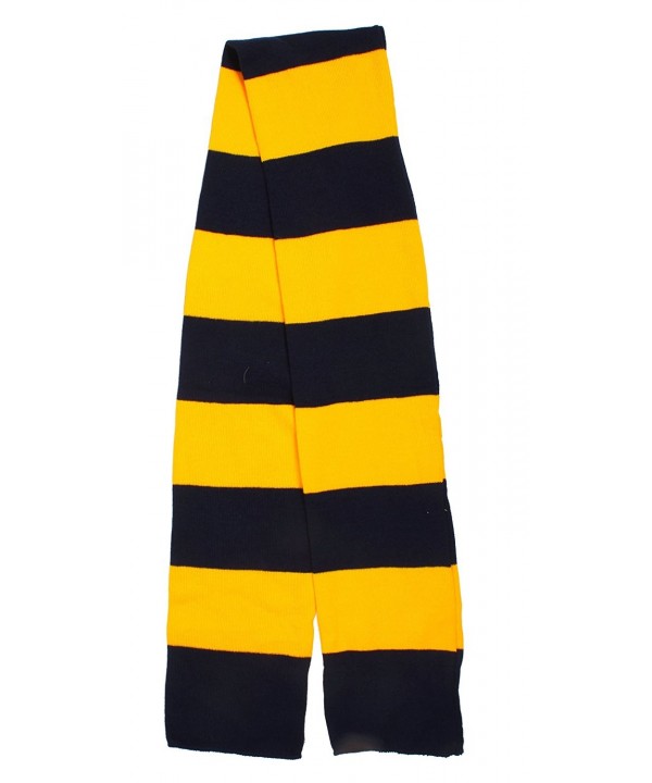 Long Acrylic Knitted Scarf for Men/Women Winter Stripe Neck Warmer Scarf - Navy/Gold - CR11HV66WFP