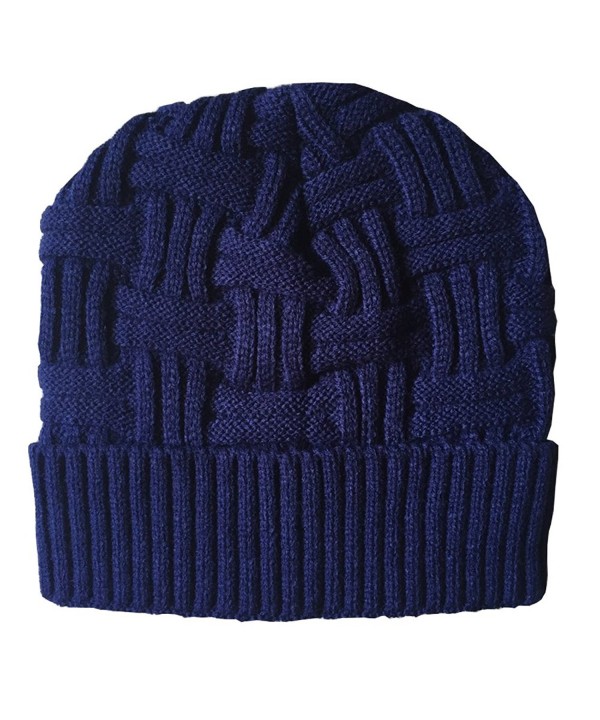 ZAONE Mens Winter Knitting Warm Hat Daily Slouchy Wool Beanie Skull Cap - Dark Blue - CI186IC0U50