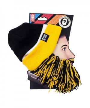 Beard Head Tailgate Series Knit Beanie w/ Beard Hat - Black & Yellow - CT11HKVQKYJ