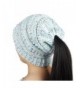 Yeahii Women Ponytail Cap Warm Beanie Knitted Hat Messy High Bun Ponytail Beanie Hat - Blue - CM188R0TL5L