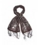 Bohomonde Louisa Scarf- Delicate Sheer Burnout Paisley Pattern Scarf Fringe - Gray/Black - CS11QHMBW6X