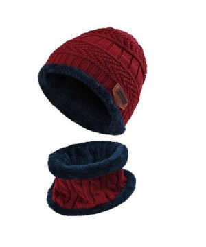 BUUFAN Chic Winter Beanie Outerdoor Hat Scarf Set Warm Knit Hat Thick Knit Skull Cap For Men Women - Wine Red - C01894HG3OL