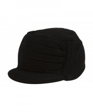 Black Commando Ribbed Flat Beanie Hat Cap Cadet - CV113PD1CS5