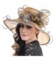 FORBUSITE Women's Organza Church Derby Bridal Cap Tea Party Wedding Hat S039-2 - Champagne With Grey - CO17YC0XHD5