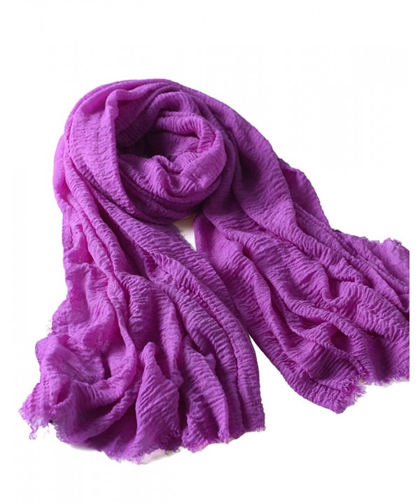Faurn Crinkle Soft Light Blanket Oversized Scarf Shawl Wrap Hijab - Purple - C2187RHOAX8
