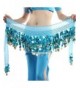 ESHOO Women Multi Colors Chiffon Belly Dance Hip Scarf Ruffled Coin Belt Skirt Hip Wrap - Blue - C912NS09J1E