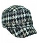 Luxury Divas Houndstooth Plaid Cadet Cap Hat - Black - C6117B5846V