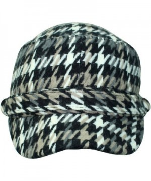 Black Houndstooth Plaid Cadet Cap