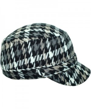 Black Houndstooth Plaid Cadet Cap in Women's Sun Hats