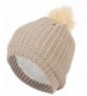 DRY77 Pom Pom Faux Fur Beanie Inner Hat Warm Winter Women Hot Cap Skull Knit - Beige 3 - CM1887D2C24