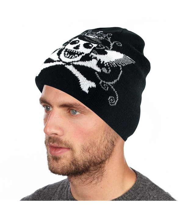 EZGO Skull Printed Winter Beanie Hat - Pirate Knit Cap Skull Cap Skullies Beanie - Skull With Wing Printed - C518806WLXD