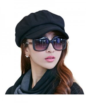 SIGGI Womens Visor Beret newsboy Hat Cap For Ladies Merino Wool - 67145_black - C2128KSC0F3