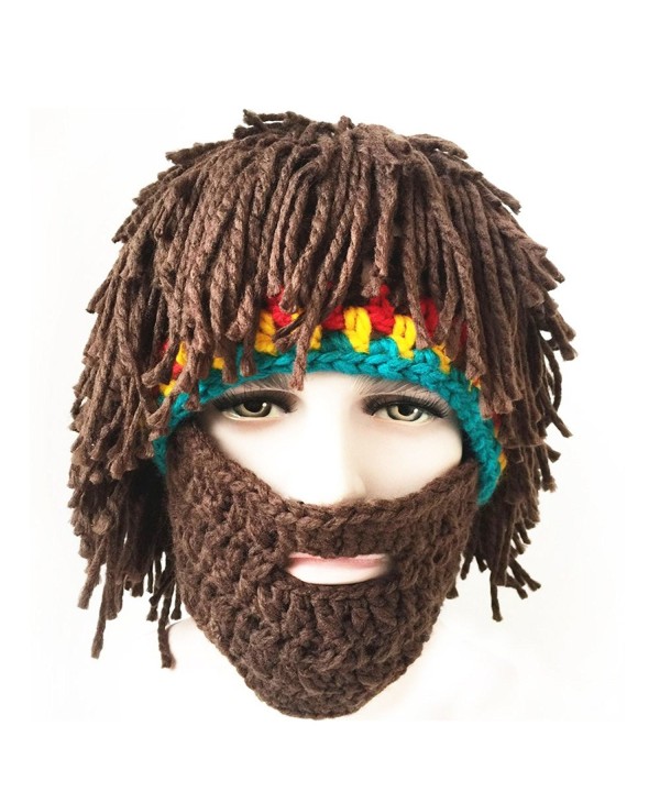 FUGUS Creative Knit Bearded Hats Handmade Beard Wig Warm Caps - CO187Q3G3H2