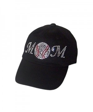 Baseball Mom Rhinestone Black Baseball Hat Cap Visor - CU113PHKWDR