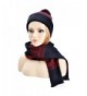 ZLYC Womens Teens Winter Warm Pompom Beanie Hat Skull Cap and Scarf Set - Navy - CJ12MNQV0R7