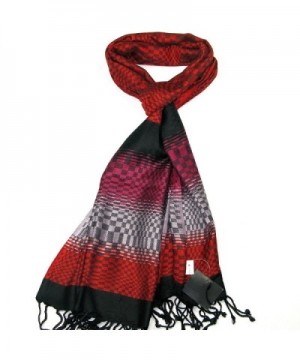 Lovarzi Women Checkered & Lens effect scarf - Colourful ladies pashmina scarves - Red - CW11HK2OTVJ