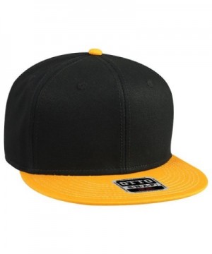 Otto Snap Cotton Twill Round Flat Visor 6 Panel Pro Style Snapback Hat - Gld/Blk/Blk - CR12FN5VYW1