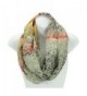 LL Lightweight Electric Coral Print Infinity Circle Scarf Snood Loop - Cream - CB11JYOSV0L