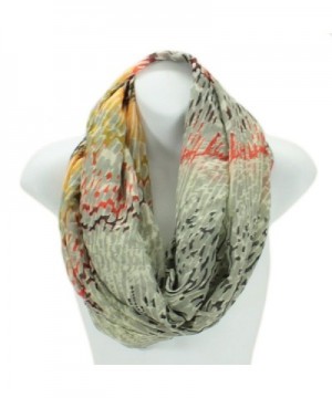 LL Lightweight Electric Coral Print Infinity Circle Scarf Snood Loop - Cream - CB11JYOSV0L