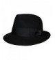 Differenttouch Men's 100% Wool Felt Soft & Crushable Stingy Brim Trilby Fedora Hats HE02 - Black - CU11OQDX9LV