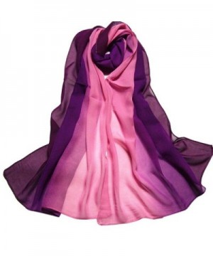 Fullkang Fashion Women Lady Gradient Color Long Wrap Shawl Chiffon Scarf - Purple - CC12HUGZPJJ