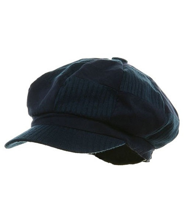 Suede Corduroy Checker Newsboy Cap-Navy - CZ111XOSMYP