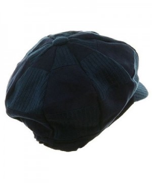 Suede Corduroy Checker Newsboy Cap Navy in Men's Newsboy Caps