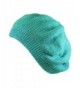 Morehats Women's Warm Metallic Stripe Knit Beret Hat - Teal - CF11LGXY20L