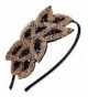 Beaded Flapper Headband Leaf Vintage 1920s Inspired Hairband Hair Accessory- Black Gold - CO110RCT12V