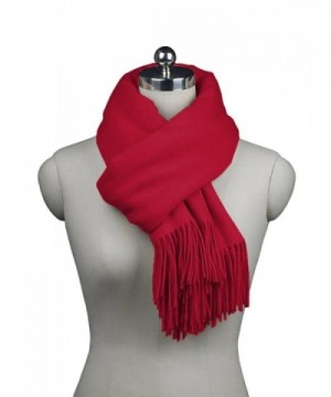 ADAMARIS Womens Long Solid Color Cashmere Scarf with Tassel Wrap Shawl - Red - CQ1853CH0EL