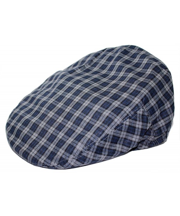 Mens Plaid Golfing Beret Summer Ivy Ascot Cabbie Cap Hat Ivy Newsboy - Dark- Navy - CB11U0XZW7Z