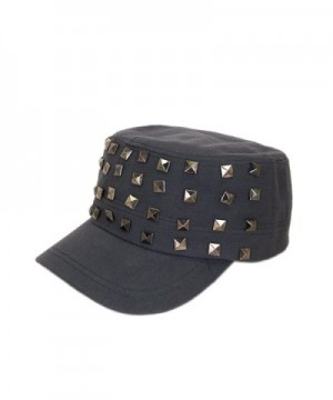 Adjustable Cotton Military Style Studded Front Army Cap Cadet Hat - Diff Colors Avail - Charcoal - CV11KUTXPFF
