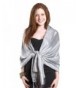 Gilbin Luxurious Paisley Design 28 x 70 Silk Blend Pashmina Shawl Wrap - Silver - CG11OCD1IJZ