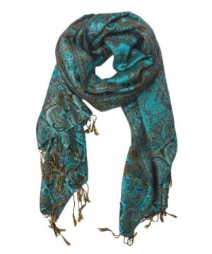 Peach Couture Elegant Reversible Paisley Pashmina Shawl Wrap - Teal - CH119QVJCO1