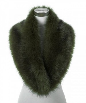Lucky Leaf Women Winter Faux Fur Scarf Wrap Collar Shrug for Wedding Evening Party - Army Green With Black Apex - C9187HY2EL9
