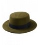 Elee Women Boater Hat Bowler Sailor Wide Brim Flat Top Caps Wool Blend - Army Green - CY184HHOXK5