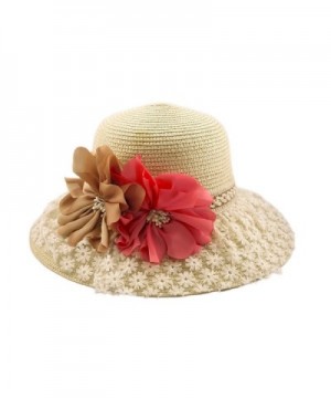 Princess Lace Flower Straw Sun Hat - Different Colors Available - Natural - CZ11DSBPPE1