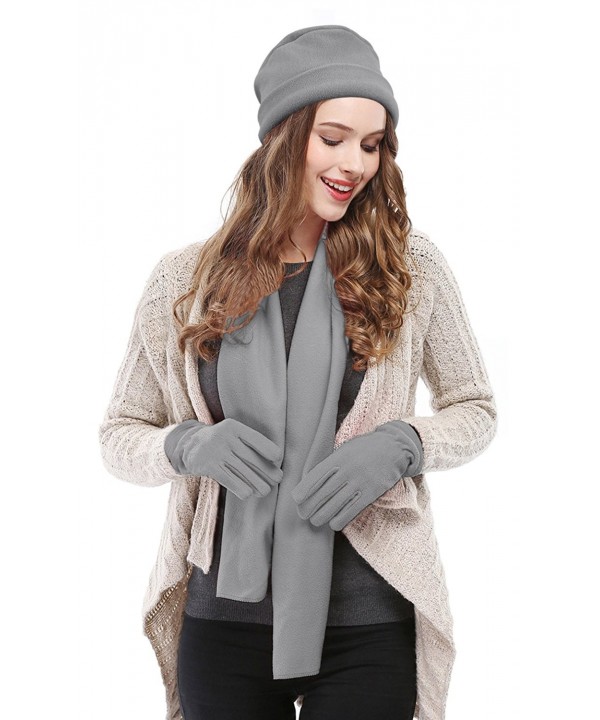 3 Piece Hat- Scarf & Glove Women's Winter Set - Grey - CV12NRXRVQE