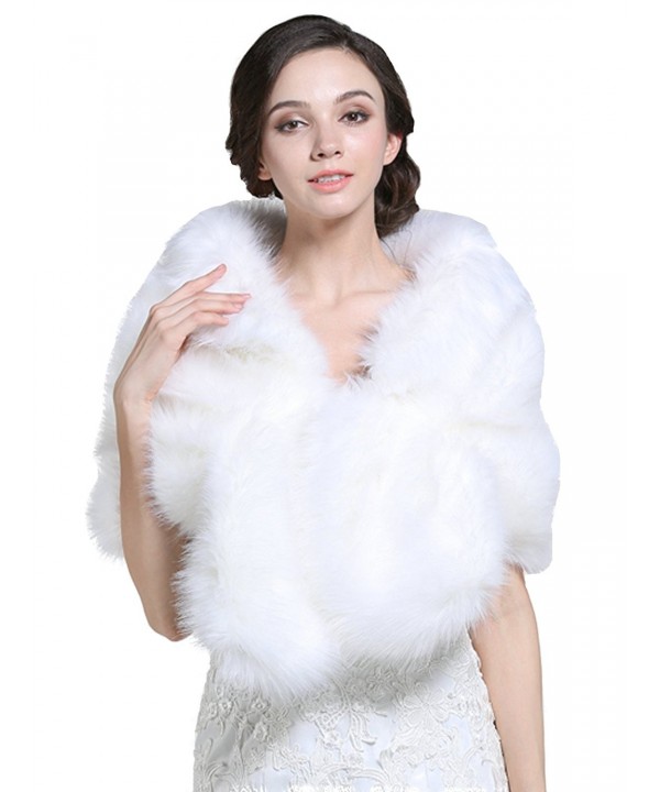 Bridalvenus Bridal Wedding Fur Wraps and Shawls with Clasp for Women and Girls - CH12MYO0X3X