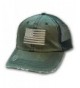 American Flag Distressed Cap - Free Flag Decal - Olive - CE12I4YDD6D