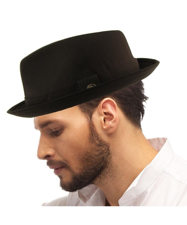 Men's Fancy Suit Rayon Fabric Derby Fedora Stingy Curled Brim Hat - Black - CG187WT4Q4Q