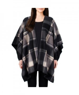 Ike Behar Ladies' Reversible Fashion Wrap - Taupe/Gray Plaid - CL12N0GE3Z5