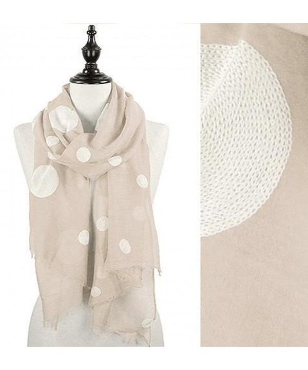 StylesILove Embroidered Polka Dot Wrap Scarf- 4 Colors - Taupe - CM12CJLMFPR